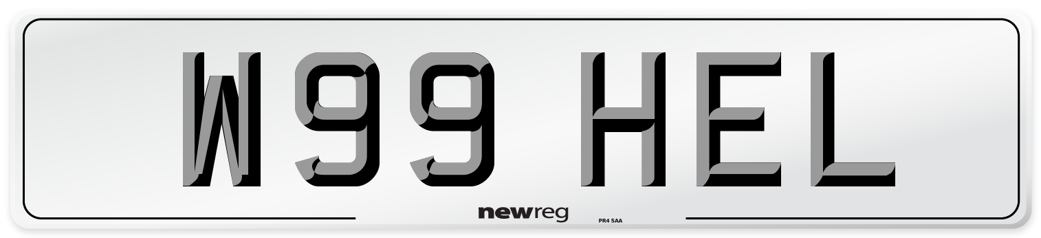 W99 HEL Number Plate from New Reg